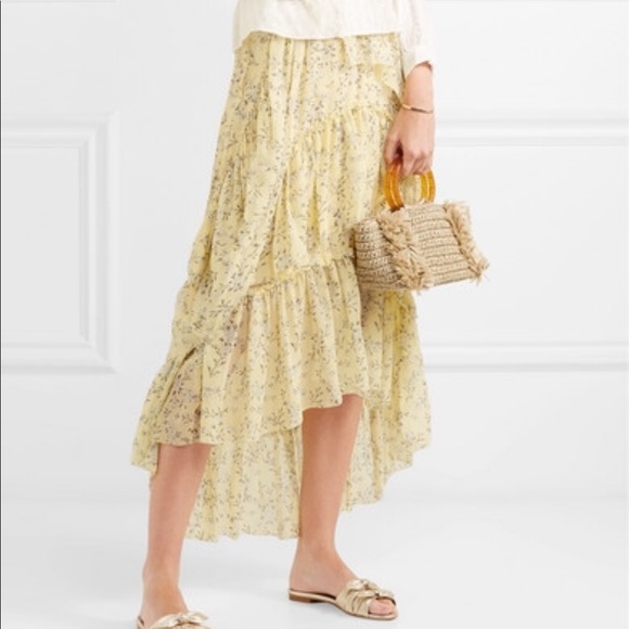 Ulla Johnson Dresses & Skirts - Marilyn asymmetric Ruffle  floral-print silk skirt